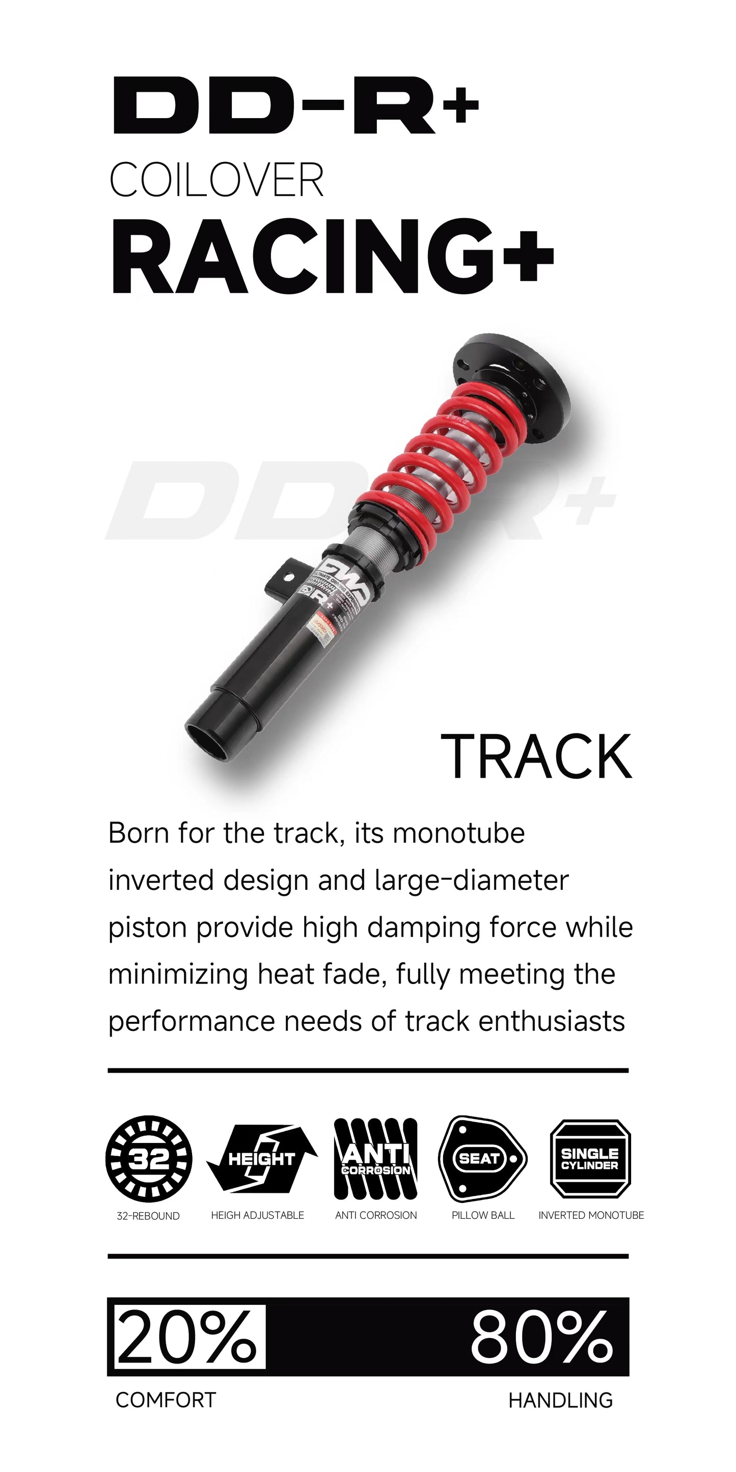 DWD DDR+ Street&Track Adjustable Coilovers – Fits Most Vehicle Platforms